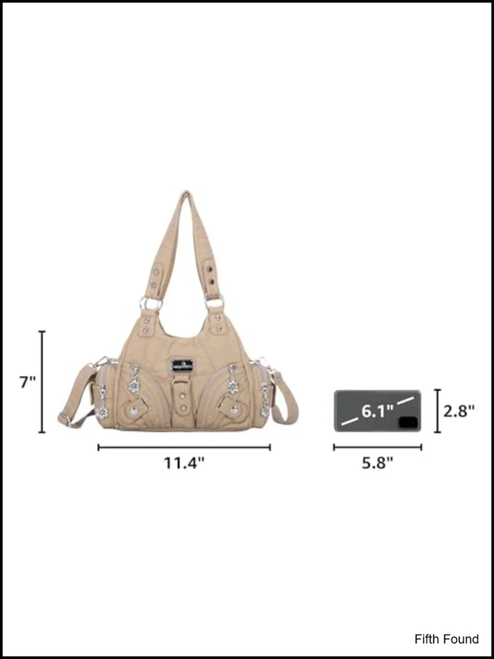 Vegan Leather Multi-Pocket Hobo Shoulder Bag with Zipper